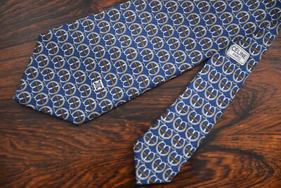 CELINE Paris Luxury Equestrian Print Handmade Signature Silk  Celine jockey and horse print tie main image 0