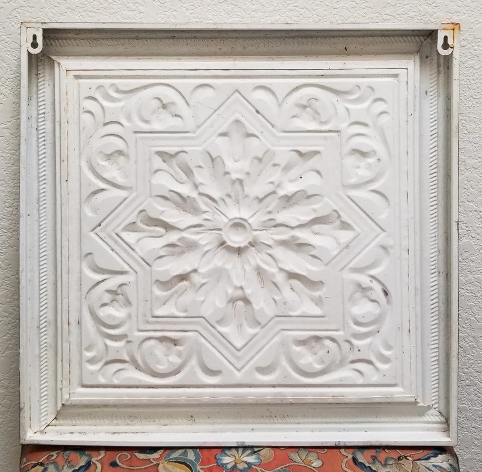 FRAMED VINTAGE STYLE VICTORIAN ERA TIN CEILING TILE ~ READY TO HANG - Image 4 of 4