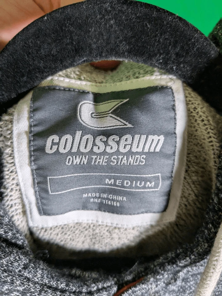 Sudadera con capucha gris y crema Colosseum Alabama para hombre talla mediana Foto 3 de 4