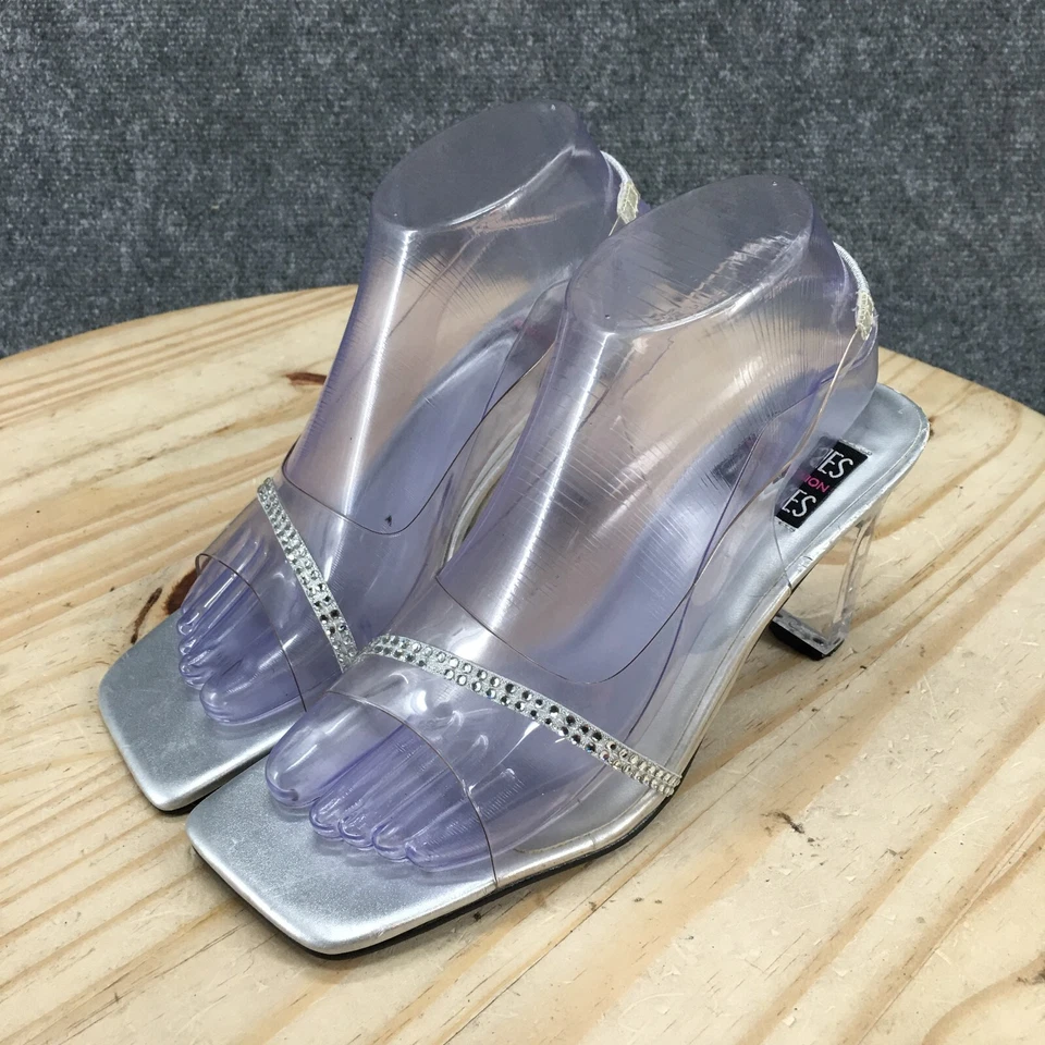 Mootsies Tootsies Tacones Mujer 8 Cordones Transparente Puntera Cuadrada Bloque Transparente Foto 3 de 4