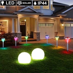 8er Set Rgb Farbwechsel Leuchte Kugel Aussensteck Strahler Veranda Garten Lampen Ebay