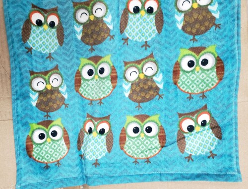 Set of 2 Different Printed Cotton Kitchen Towels (15"x25") OWLS ON AQUA BLUE, MS - Picture 4 of 10