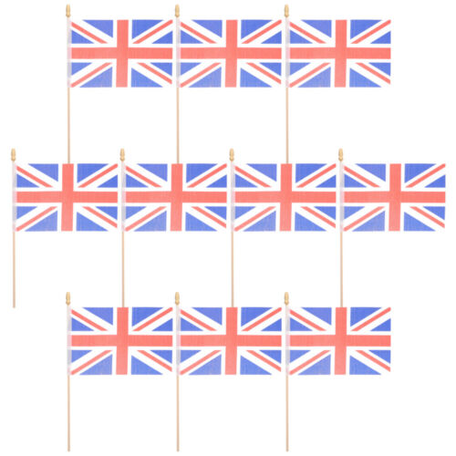 10Pcs UK Hand Held Stick Flags for Sports & Festivals- - Picture 1 of 12