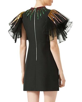 GUCCI Dress Runway Fitted Sequin-Embroidered Tulle Black Web Colors Sz 38,  $4500 | eBay