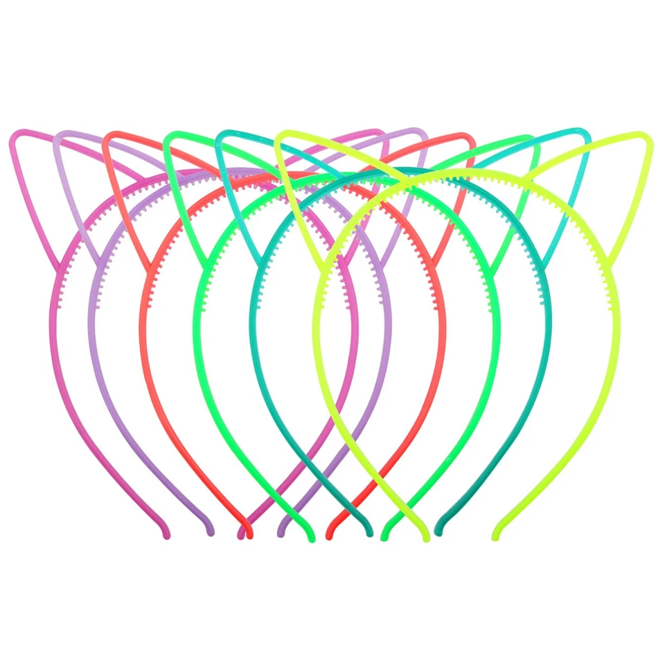 5 diademas de plástico de colores mezclados que brillan en la oscuridad para oreja de gato parte de cumpleaños Foto 4 de 4