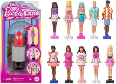 Barbie Mini BarbieLand Fashionistas Dolls, 1.5-inch Dolls in Lipstick Tube