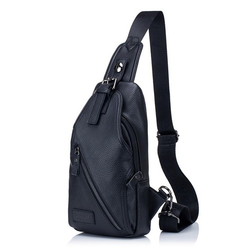 Mens Cross Body Chest Bag Leather Travel Front Small Sling Bag Hiking Backpacks - Picture 13 of 14