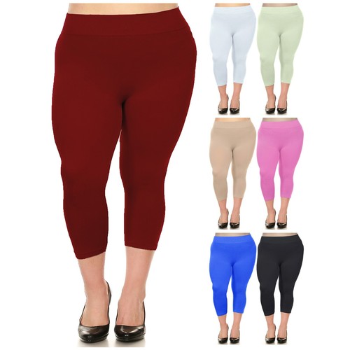 1-Pack Women's Soft High Waisted Smooth Stretch Yoga Capri Leggings (Plus Size) - Picture 20 of 27