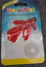 Neon leuchtender Gummi Kampffisch Betta 7cm rot Dekoration Aquarium Nano Cubes