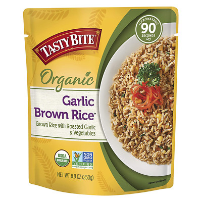 Organic Garlic Brown Rice, Ready to Eat Microwaveable Cooked Rice, Vegan, 8.8 Ou