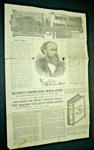 DR. PIERCE'S INVALIDS HOTEL SURGICAL INSTITUTE ANTIQUE FLYER BUFFALO NY MEDICINE