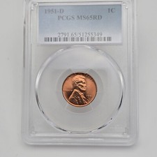 1951-d Lincoln Cent Pcgs Ms65rd 1c Coin Lot 2045 1951-d Lincoln Cent Pcgs Ms65rd 1c Coin Lot 2045