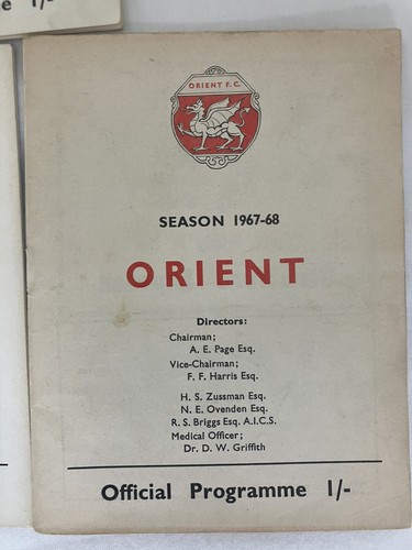 7 LEYTON ORIENT PROGRAMMES FROM 1967-68 ~ ALL LISTED BELOW - Picture 8 of 8