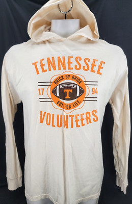 NEW Tenessee Volunteers Vols Comfort Wash Beige LS Hooded Tee Shirt Men's L