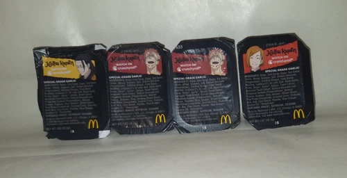 Mcdonalds JuJuTsu Kaisen Anime Special Grade Garlic Sauce Set Of 4