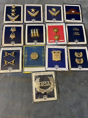 13) NS Meyer Insignia Pins & Hat Badge Foreign Countries USA
