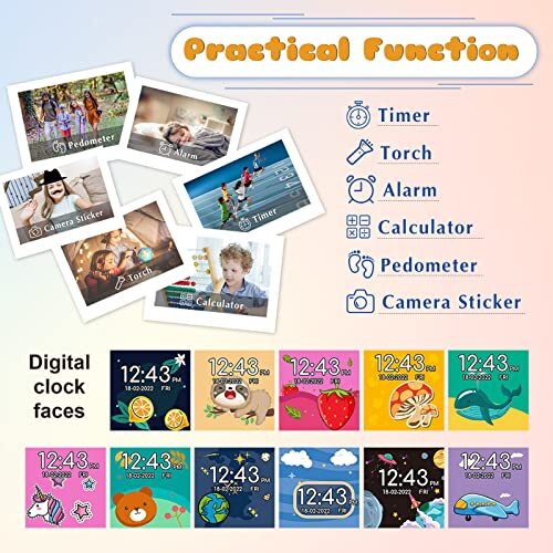 Reloj inteligente para niños, niñas niños, con 15 juegos, cámara alarma, video, reproductor de música. - Imagen 4 de 8