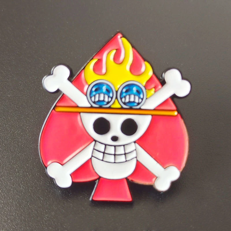 Anime ONE PIECE / Portgas·D· Ace Metal Enamel Badge Backpack Clothing Pin  Gift