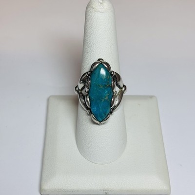 Carolyn Pollack Sterling 925 Silver Turquoise Floral Accent Ring Size 8 - .31