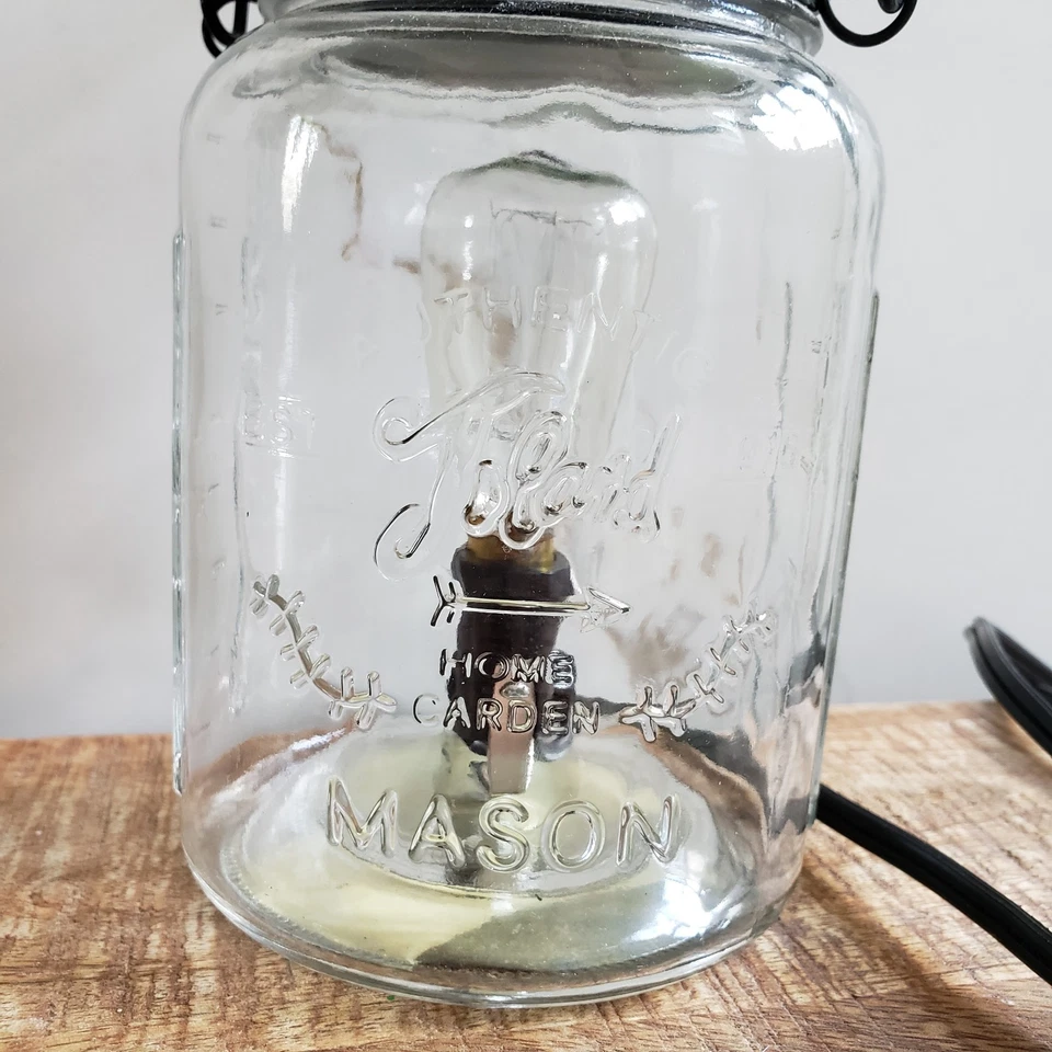 Candle Warmers Vintage Bulb Illumination Warmer Glass Mason Jar Wax Melt Burner - Image 3 of 4