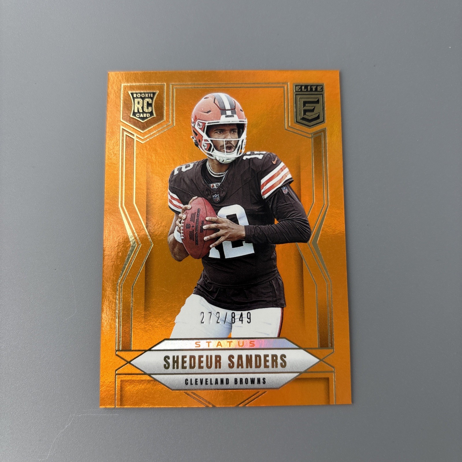 2025 Donruss Elite Shedeur Sanders Rookies Status Orange /849 #112 RC Browns