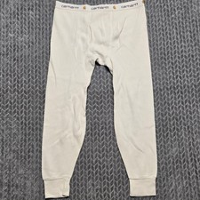 Carhartt K57 Mens Large Cream Cotton Waffle Knit Thermal Long Johns Made in USA