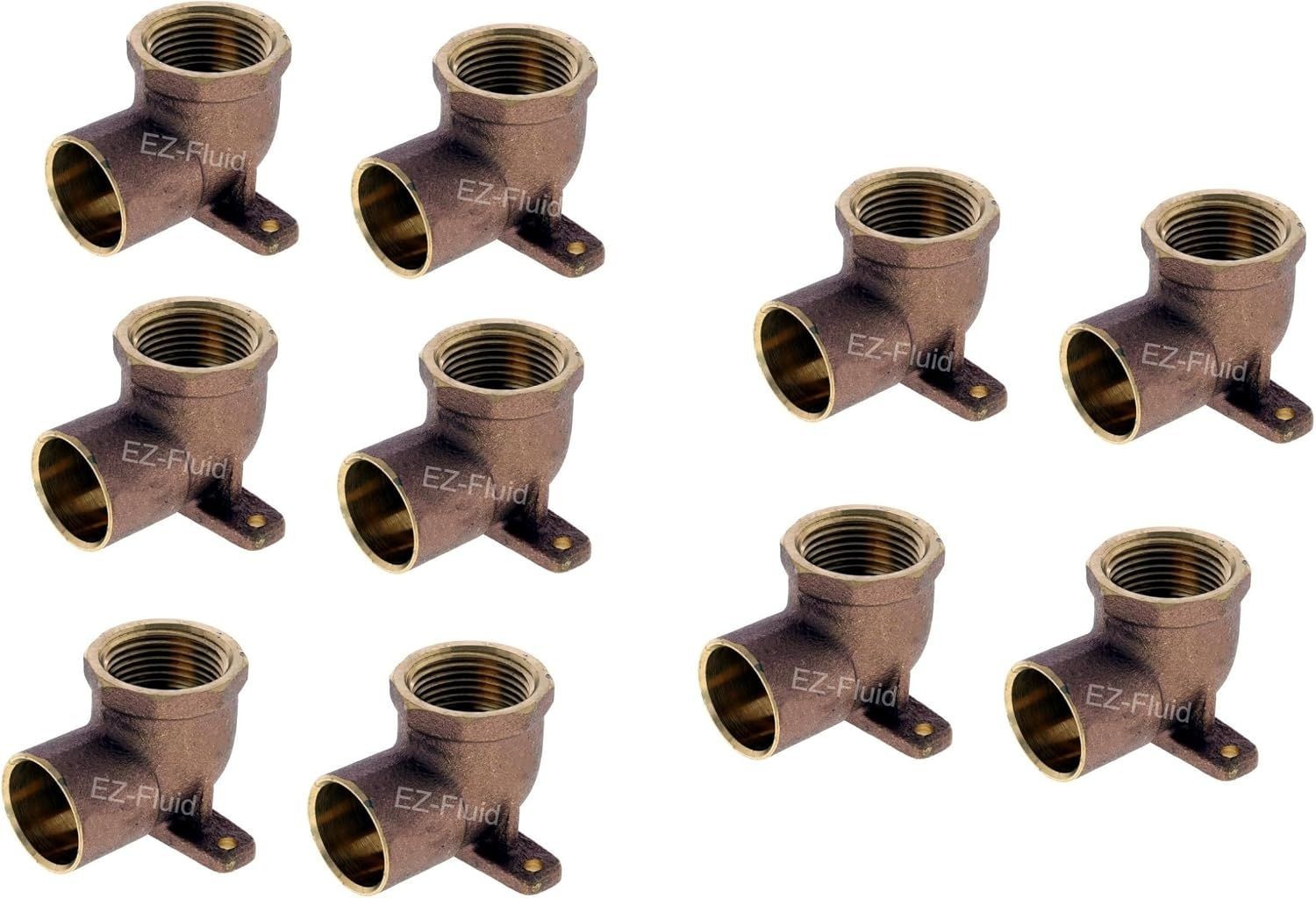 1/2" Drop Ear Elbow Fitting Copper Sweat X 1/2" Fip Threaded Brass Plumbing 90°