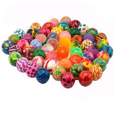 OBTANIM 50 Pieces Colorful Bouncy Balls Bulk Mixed Pattern 1 inch, Multicolor