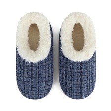 Snoozies Sparkle Tweed Womens Slippers Memory Foam, Ladies Medium, Dk Blue