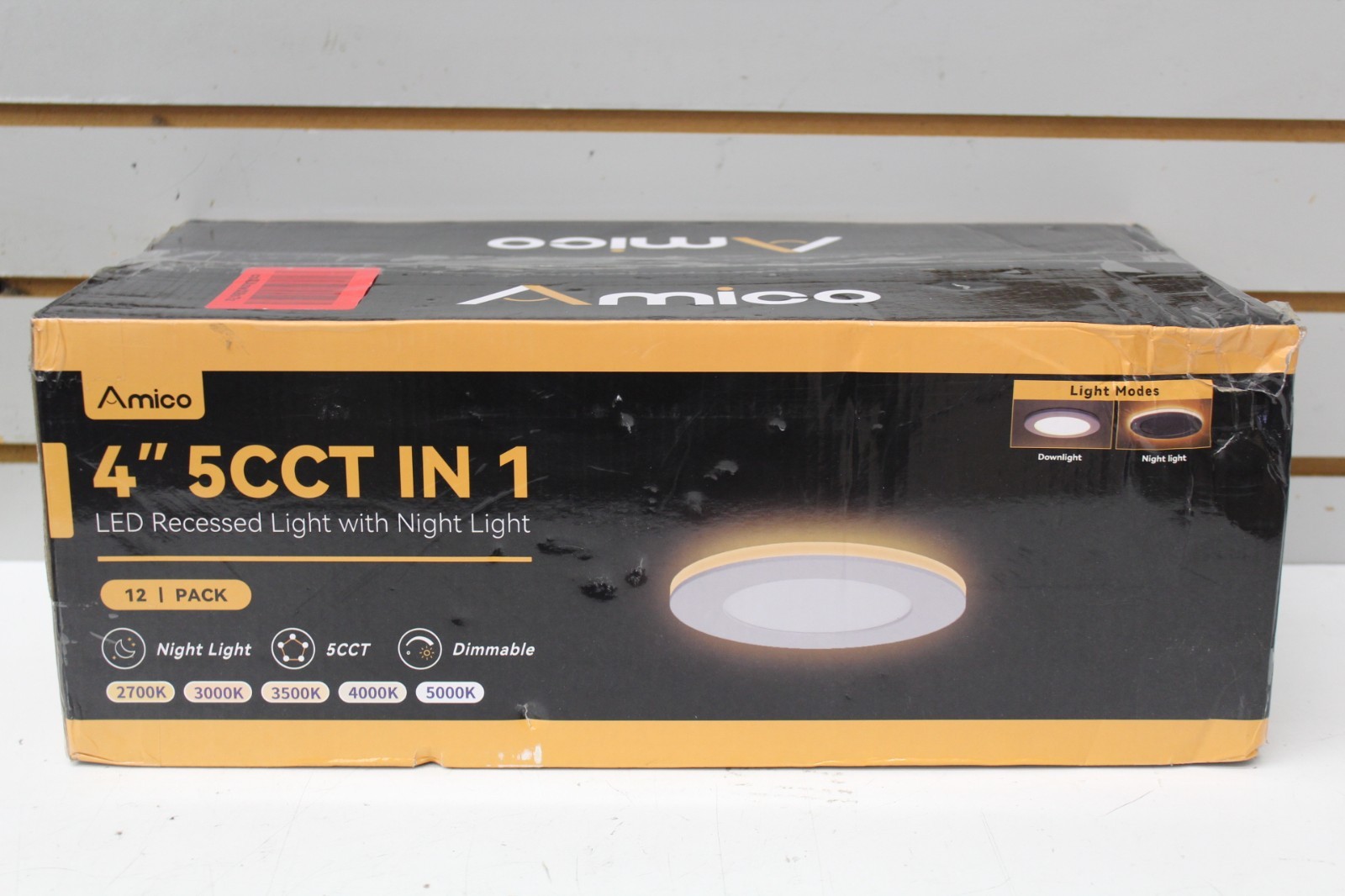 Amico 12 Pack 4 Inch 5CCT LED Recessed Ceiling Light with Night Light 2700K/300