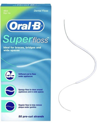 Oral-B Super Floss Pre-Cut Strands Dental Floss, Mint, 50 Count, NEW