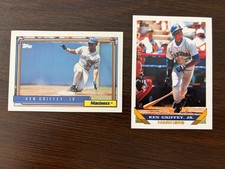 Ken Griffey Jr. Baseball Card Lot - 1993 Topps #179, 1992 Topps #50