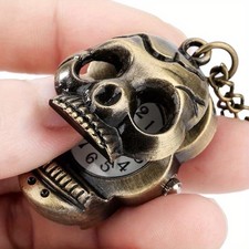 Unique Stylish Shiny Robust Long-Lasting User-Friendly Skull Quartz Pocket Watch