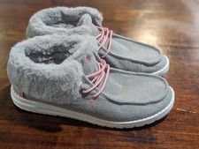 Hey Dude Women's Britt Boho Fur Lined Slip On Shoes Gray Pink Size 8