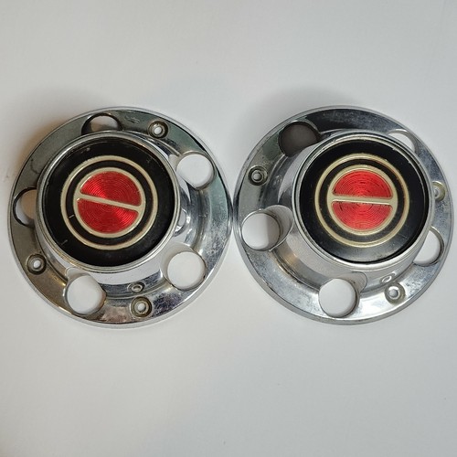 Worn Ford F150 Bronco Center Hubcaps Set of 2 Red & Black Scuffed Pitted - Picture 14 of 18