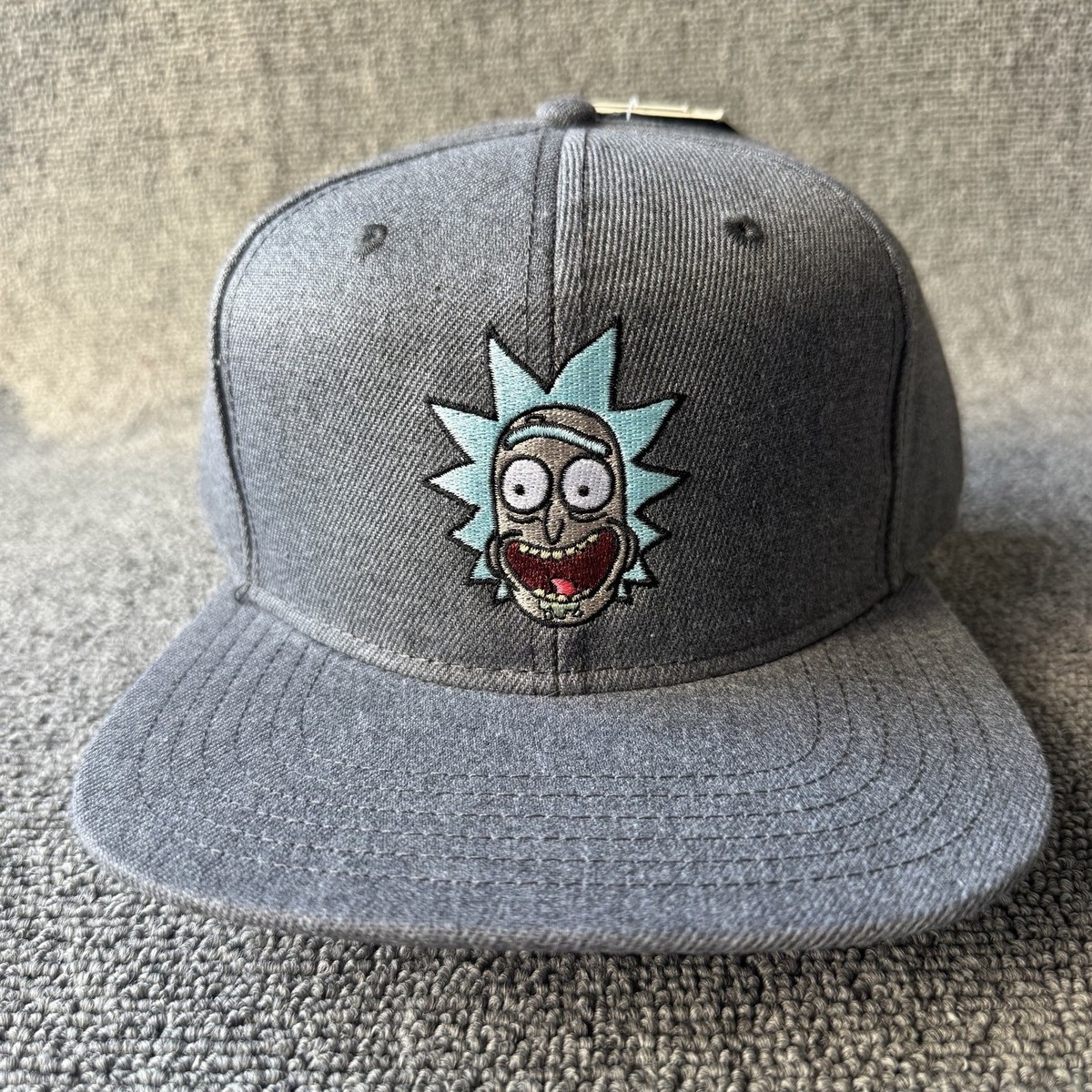 Rick and Morty Snapback Hat Gray Flat Brim Adult Swim Cartoon Cap