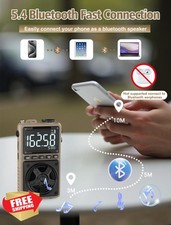 AM FM Shortwave Radio NOAA Weather Alert Portable Speaker Brown