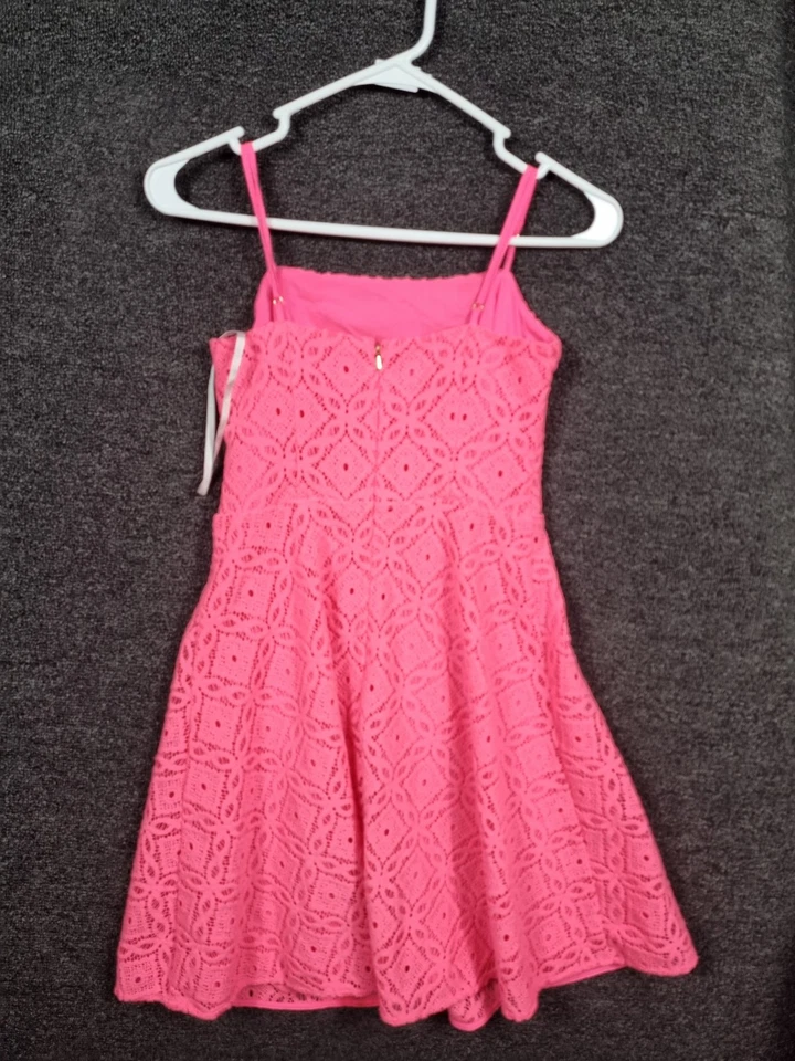 Vestido Lilly Pulitzer Mujer Extra Pequeño Rosa Encaje Sin Mangas Ajuste y Acampanado Fiesta Foto 4 de 4