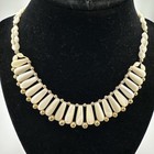 Vintage Mother Of Pearl Shell Bib Choker Collar Necklace Gold Tone — photo 6