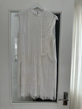 ASOS Design White Fringe Gatsby Dress Size 14 New With Tags Flapper Girl
