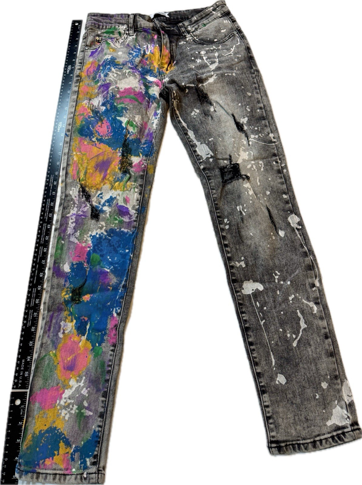 BLUE TOPIC Thrashed Paint Splattered Distressed G… - image 13