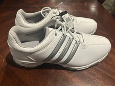 Mens Adidas 360 Traction Golf Shoes Cleats Size 11 White Silver Stripes NEW