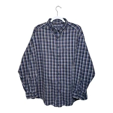 Roundtree & Yorke Blue Plaid Casual Shirt Mens 2XB Big & Tall Button Down.