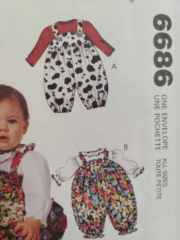 Infant Girls Romper Pants Shirt S M L XL McCalls 6686 Sewing Pattern UC McCall's - Image 3 of 4