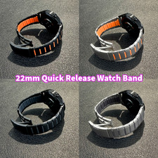 22mm Watch Band Strap Stainless Steel Silicone Hybrid Quick Release Universal