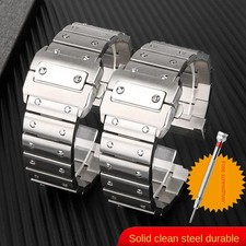 Steel Watch Strap for Cartier Santos 100 Men 23mm Butterfly Buckle Bracelet Band