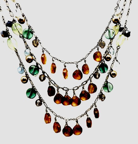 Talbots 21" Multi Strand Multicolor Beaded Layered Necklace