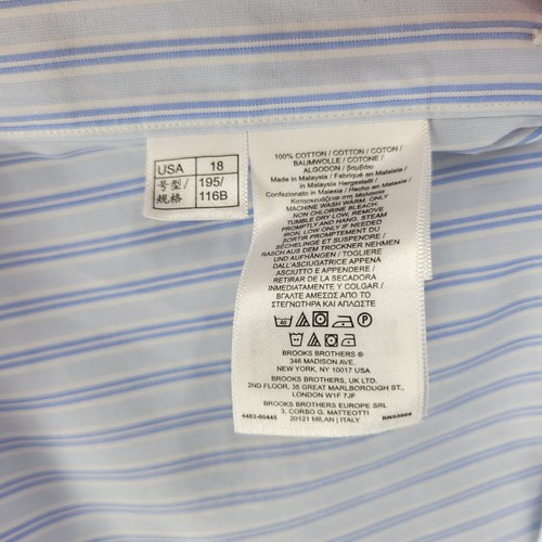 Brooks Brothers Madison Dress Shirt 18-37 Blue White Striped Long Sleeve Cotton - Picture 5 of 9