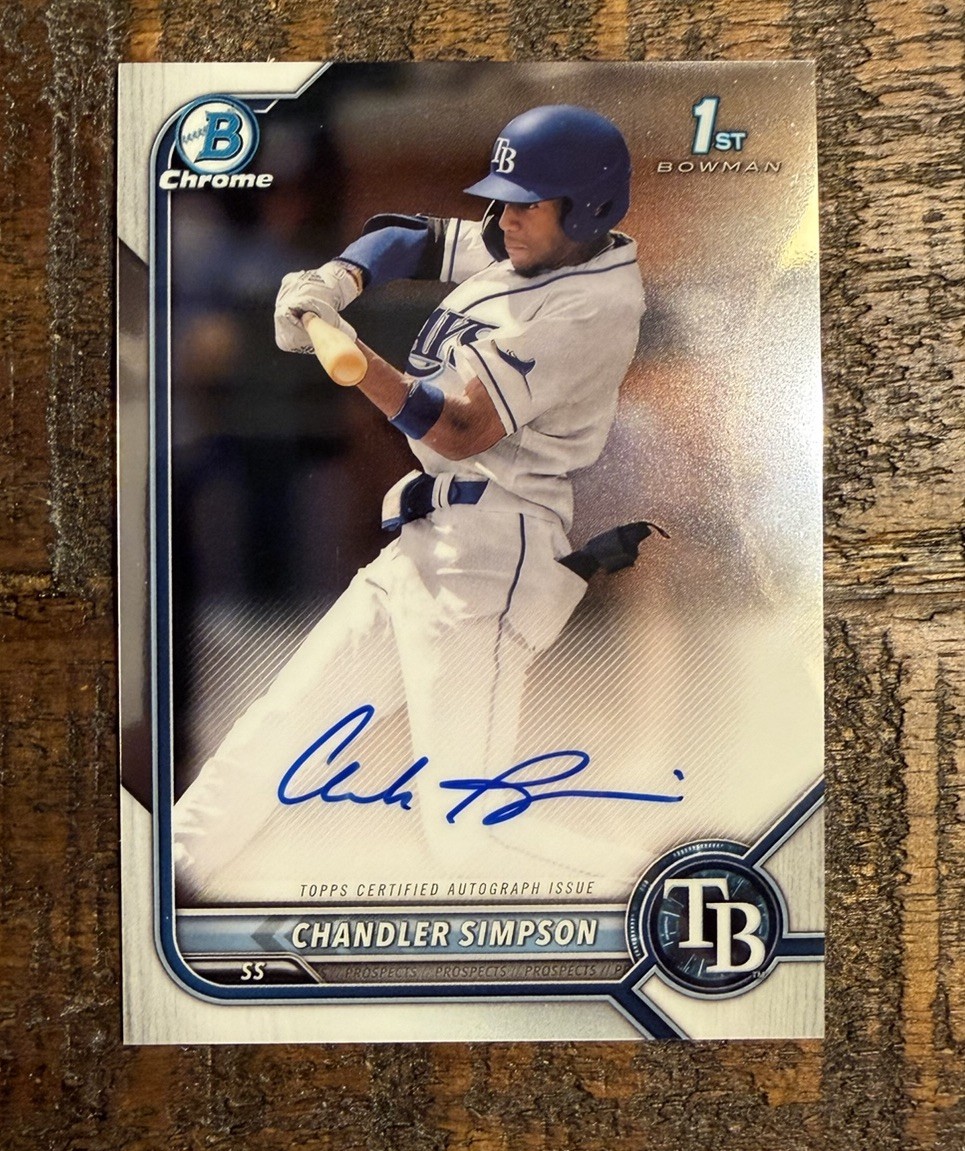 Topps 2022 Bowman Draft 1st Bowman Chandler Simpson Auto RC CDA-CSN Rays