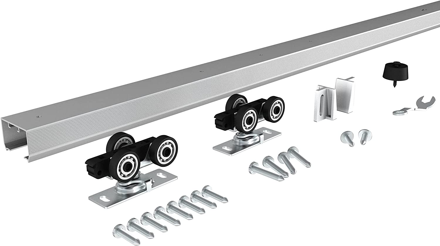 5FT Heavy-Duty Commercial Pocket Door Hardware and Track Kit for Smooth Sliding Doors